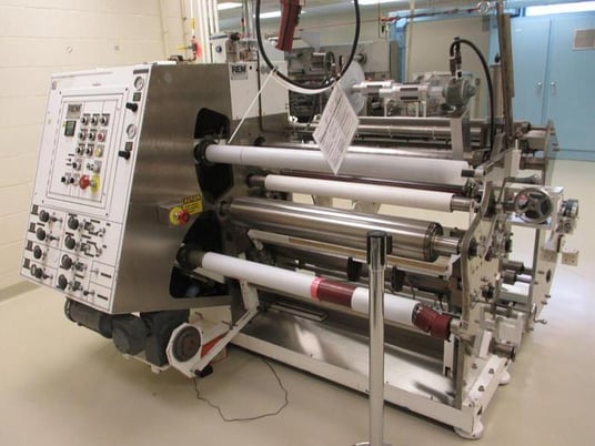 REM #3250.17, Paper Slitter & Rewinder, 36" Web Width x 30" Unwind diameter, 4" Traverse for Guider, 500 FPM - Image 1