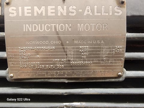 200 HP 1800 RPM Siemens-Allis RGZZ, Frame 447T, 4P, 460 Volts - Image 3