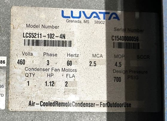 1250 scfm, 100&deg;F, 100 psig, Luvata #LCS5211-102-4N, air cooled condenser, 2008 - Image 7