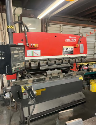 55 Ton, Amada #RG-50, CNC press brake, 6.8' OA, 59.9" between housing, 3.9" stroke, 15.76" throat, 14.6" - Image 1
