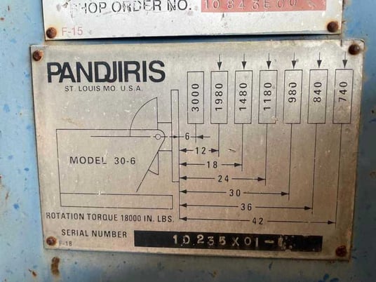 3000 lb. Pandjiris #30-6MVRWT, welding positioner, 36" x 36" table, motorized tilt, 3/4 HP - Image 4