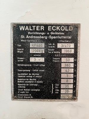Eckold #KF460, cap: 3.0m steel form, 4mm light alloy, 2.0mm Stainless Steel, tooling, (2 available) - Image 7
