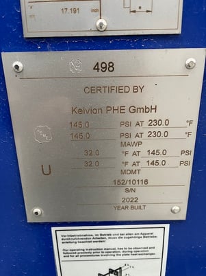 411 sq.ft., Kelvion, NF150LBA150, plate heat exchanger, 316L Stainless Steel plates, 145 psig @ 230&deg;F, 2021 - Image 4