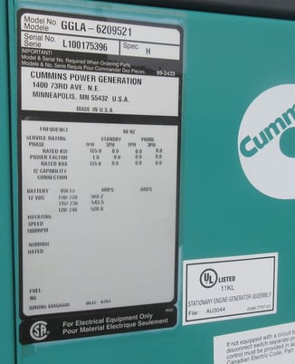 125 KW Onan / Onan #GGLA-6209521, Natural Gas or Propane Generator - Image 6