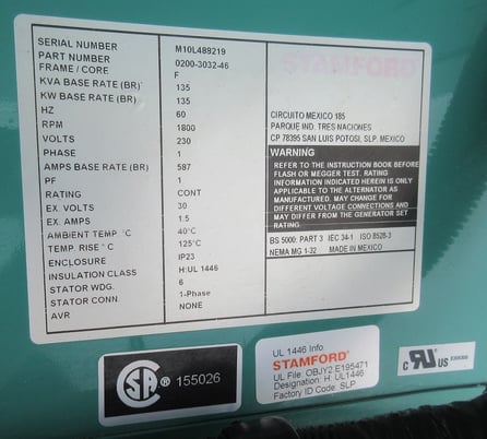 125 KW Onan / Onan #GGLA-6209521, Natural Gas or Propane Generator - Image 7