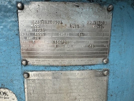 600 HP 1775 RPM General Electric, Frame 6336P30, weather protected I, EHT, 2300/4000 Volts (2 available) - Image 2