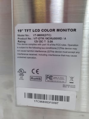 IMD Vista #VT-968M(DTC) VIT-DTM.19CMU00IMD / A LCD Color Monitor 19" Touchscreen - Image 7