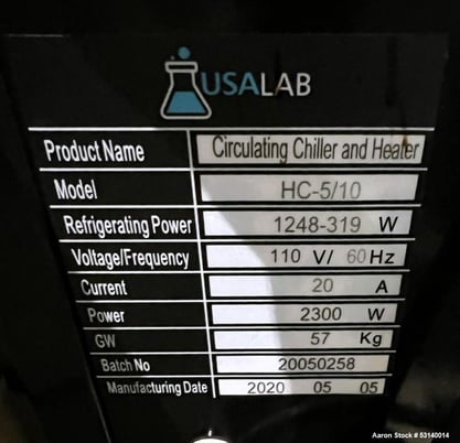 USALab #HC-5/10, circulating chiller & heater, 30L/min., 5L reservior capacity, 4500-1000 BTU's, 2020 - Image 3