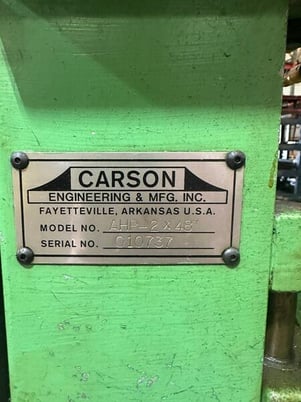 Carson #AHP-2x48, automated tube hole punch, .500"-2.625" tube outside dimension, .562"-72" hole to clamped - Image 8