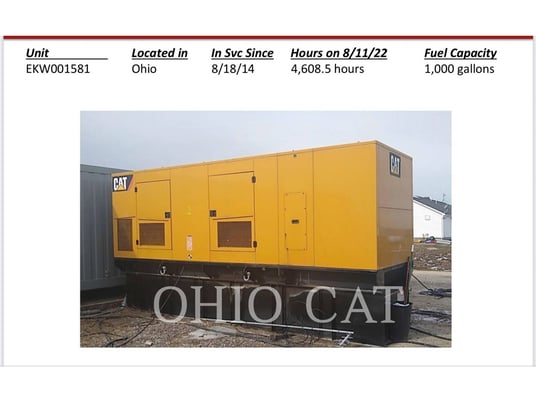 600 KW Caterpillar C 18, Stationary Generator Set, Diesel, 1800 RPM, 480V, 4608 hours, 2013 - Image 1
