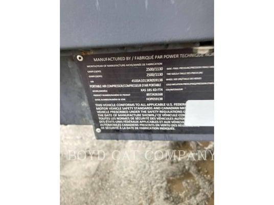 Atlas 185CFM A58, Compressed Air, 2212 hours, S/N: HOP059138, 2019 - Image 6