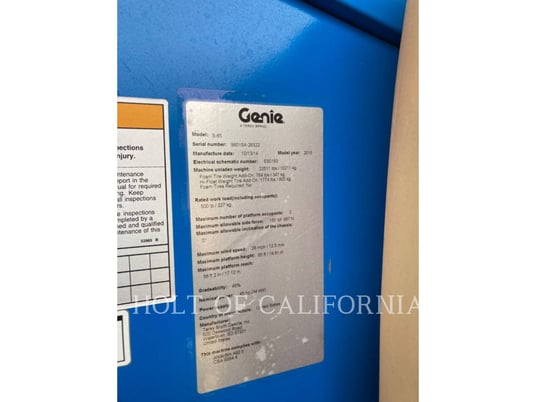 Genie Industries BOOM S65, Articulated Boom Lift, 3373 hours, S/N: S6015A-29322, 2015 - Image 6