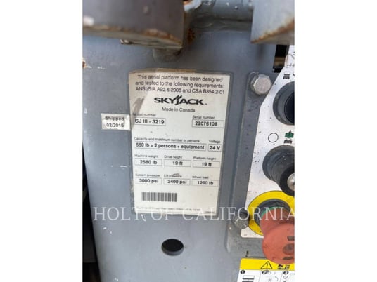 Skyjack, Inc. SCISSOR 19, Lift Scissor, 910 hours, S/N: 22076108, 2015 - Image 6