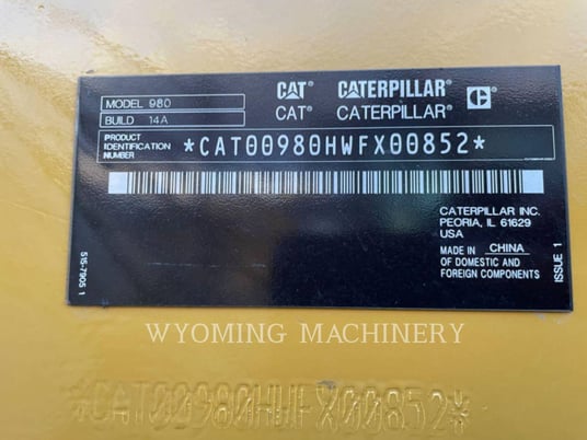 Cat 980, Wheel Loader, 1164 hours, S/N: WFX00852, 2023 - Image 6