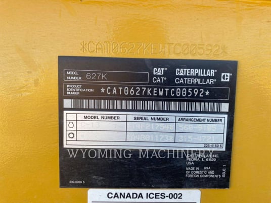 Caterpillar 627K, Wheel Tractor Scraper, 1962 hours, S/N: WTC00592, 2023 - Image 6