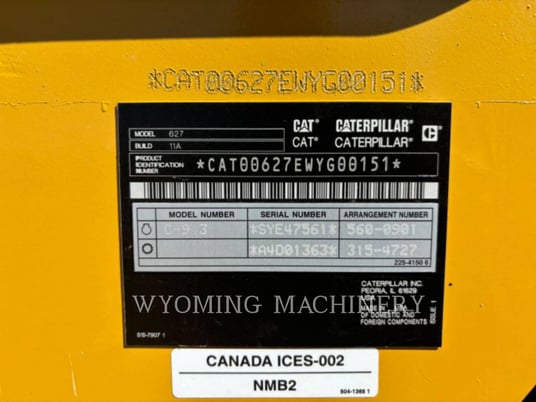 Caterpillar 627, Wheel Tractor Scraper, 516 hours, S/N: WYG00151, 2024 - Image 6