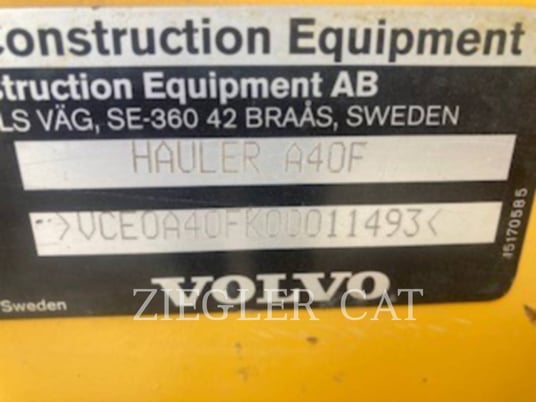 Volvo A40F, Articulated Truck, 14539 hours, S/N: 011493, 2012 - Image 6