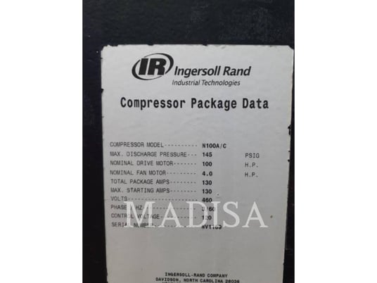 Ingersoll-Rand #IRN100H2DA, compressed air, S/N: NV1169U01354, 2001 - Image 5