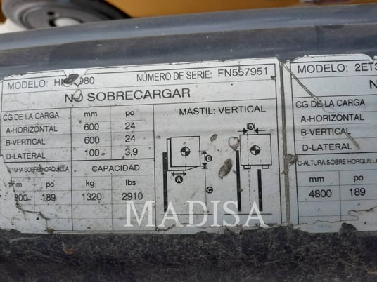 Caterpillar Lift Trucks 2ET3000, Forklift, 10622 hours, S/N: FN557951, 2017 - Image 6