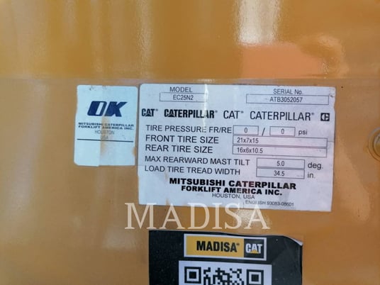 Caterpillar Lift Trucks EC25N2-AC, Forklift, 1214 hours, S/N: ATB3052057, 2019 - Image 6