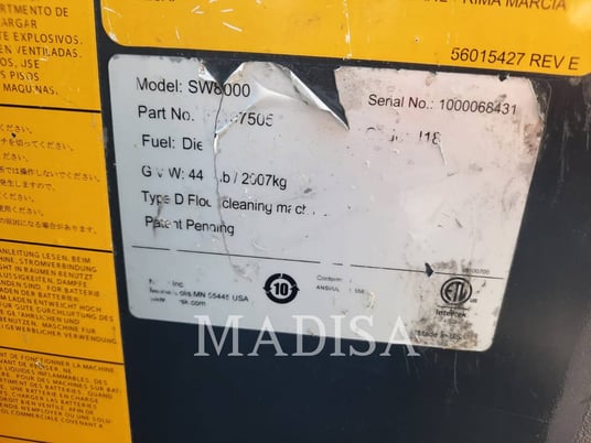 Advance (Nilfisk) SW8000 DG, Road Broom, 1006 hours, S/N: 1000068431, 2018 - Image 6