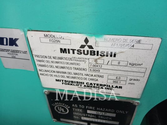 Mitsubishi Caterpillar Forklift FG25N-GLE, Forklift, 7310 hours, S/N: AF17E07054, 2019 - Image 5