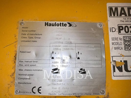 Haulotte COMPACT12, Lift Scissor, 315 hours, S/N: 2116833, 2022 - Image 5