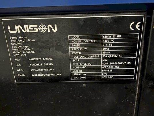 2.5" Unison Breeze #65SS-RH, all-electric tube bender, 2016 - Image 3