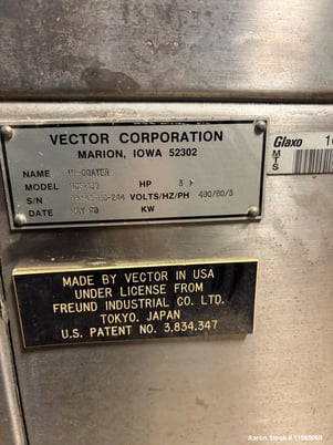 54" Vector Hi-Coater #HCF-130, Tablet Coater, 120-140 kg input & 140-160 kg output capacity, 4-16 RPM Drum, 3 - Image 6