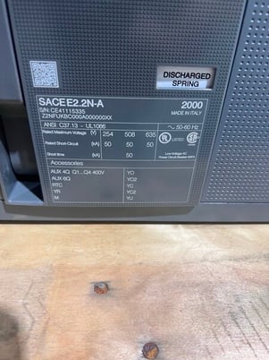 2000 Amps, ABB, SACE Ema X2, 600 Volts breaker fixed, new (4X) - Image 2