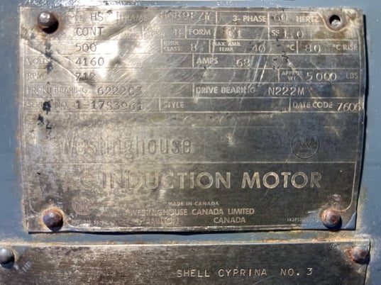 500 HP 720 RPM Westinghouse, Frame 689S, Drip-Proof Ball Bearing, 4160 Volts - Image 2