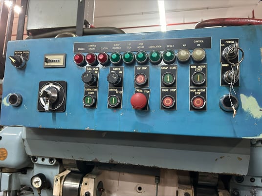 Asahi Seiki #TP-25, transfer press, 2" stroke, 11 op die set, single row feed, Ori air cooled & brake, 1983 - Image 9