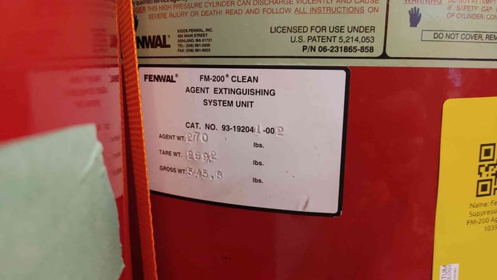 270 lbs. Fenwal, Fire Suppression, FM-200 Agent, 360 psig @ 70 F - Image 7