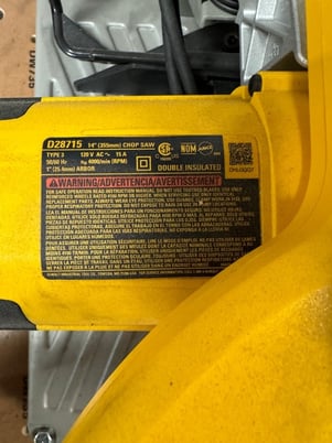 14" DeWalt #D28715, Abrasive Saw - Image 3