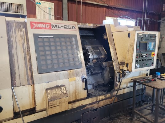 Yang #ML-25, CNC lathe, Fanuc 0T, 21.6" swing, 2.5" bar, 10" chuck, coolant system, 1994 - Image 1