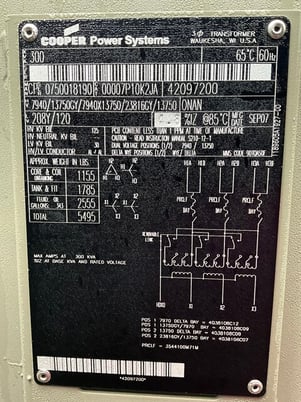 300 KVA 13750GY/7940 Primary, 208Y/120 Secondary, 3 phase, Padmount Transformer - Image 1
