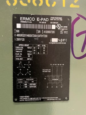 500 KVA 4800 Delta Primary, 208Y/120 Secondary, 3 phase, Padmount Transformer - Image 1