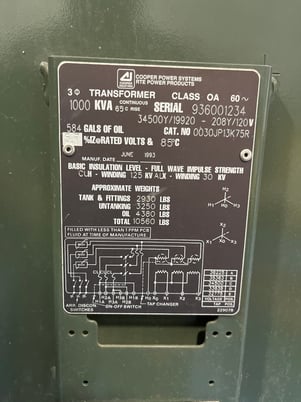 1000 KVA 34500Y/19920 Primary, 208Y/120 Secondary, 3 phase, Padmount Transformer - Image 1