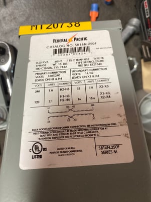 .25 KVA 120/240 Primary, 16/32 Secondary, 1 phase, Dry Type Transformer, Ready To Ship - Image 2