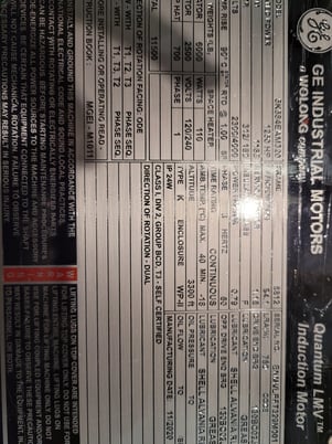 1250 HP 1200 RPM General Electric, Frame 5812S, weather protected enclosure type 2, BB, new, 2300/4000 Volts - Image 1