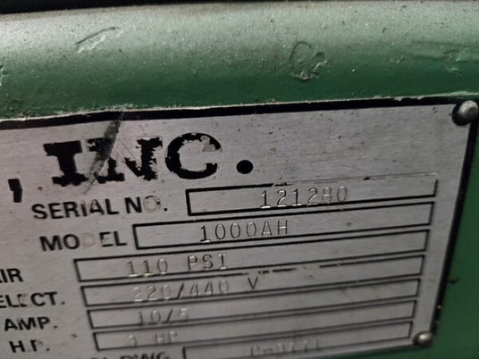 Hem #1000AH, automatic horizontal bandsaw, 3 HP, 110 psi, 220/440 V., S/N 121280 - Image 2