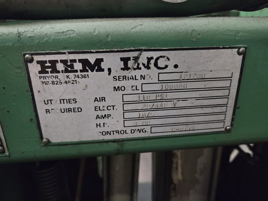 Hem #1000AH, automatic horizontal bandsaw, 3 HP, 110 psi, 220/440 V., S/N 121280 - Image 3