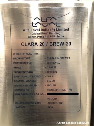 Alfa-Laval #LAPX-404SGP-31G/CG, Disc Centrifuge, Stainless Steel, 9600 RPM Bowl, 33 LPH solids capacity, 100 - Image 10