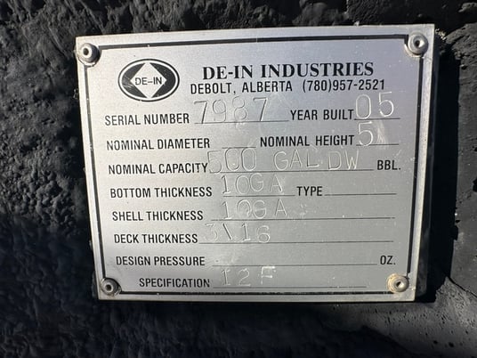 500 USG Double Wall Sales Tank, De-In Industries - Image 2