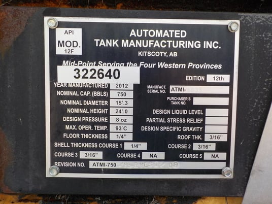 750 bbl Production Tank, Automated Tank Manufacturing - Image 3