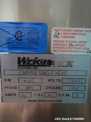 Weighpack, Single Head Chuck Capper, Stainless Steel, 80 psi, 15 cfm, 280 V - Image 5