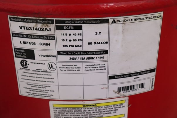 Vertical air compressor receiver tank, 60 gallon - Image 6