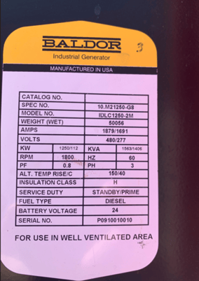 1250 KW Baldor #IDLC1250-2M, trailer mounted, Tier 2, sound attenuated enclosure, 277/480 Volts, 1410 hours - Image 6
