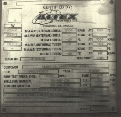 1884 sq.ft., 150 psi shell, 75 psi tube, Altex Industrial #18F41110N70410, heat excahnger, 32.3" diameter x - Image 6