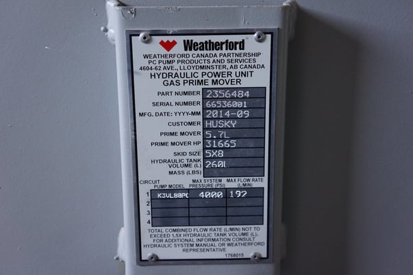 22 GPM Weatherford #K3VL80, Hydraulic Oil Transfer Pump no driver, 120 m3/d - Image 2